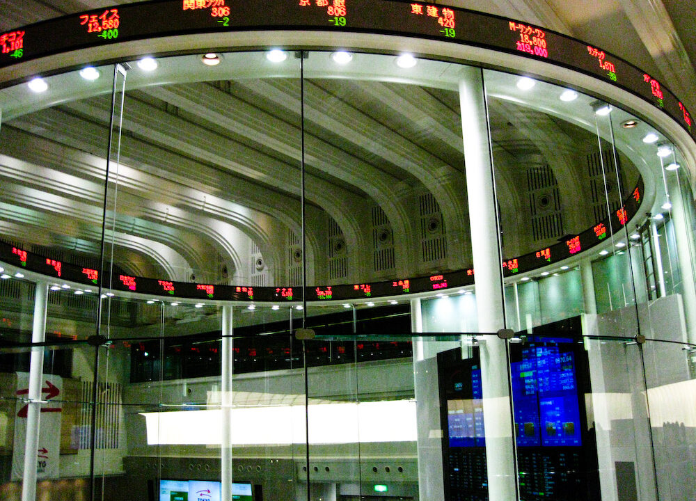 Stock ticker display at the Tokyo Stock Exchange