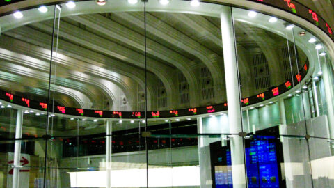 Stock ticker display at the Tokyo Stock Exchange