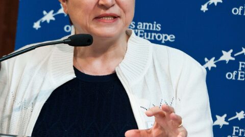 IMF Managing Director Kristalina Georgieva speaking at a podium