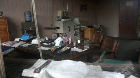 Deserted office in an abandoned factory