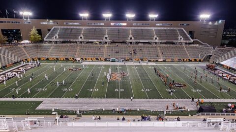 Night college football game at Princeton Stadium