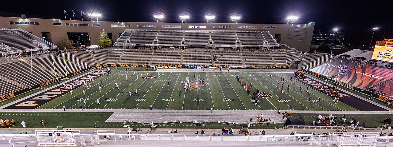 Night college football game at Princeton Stadium